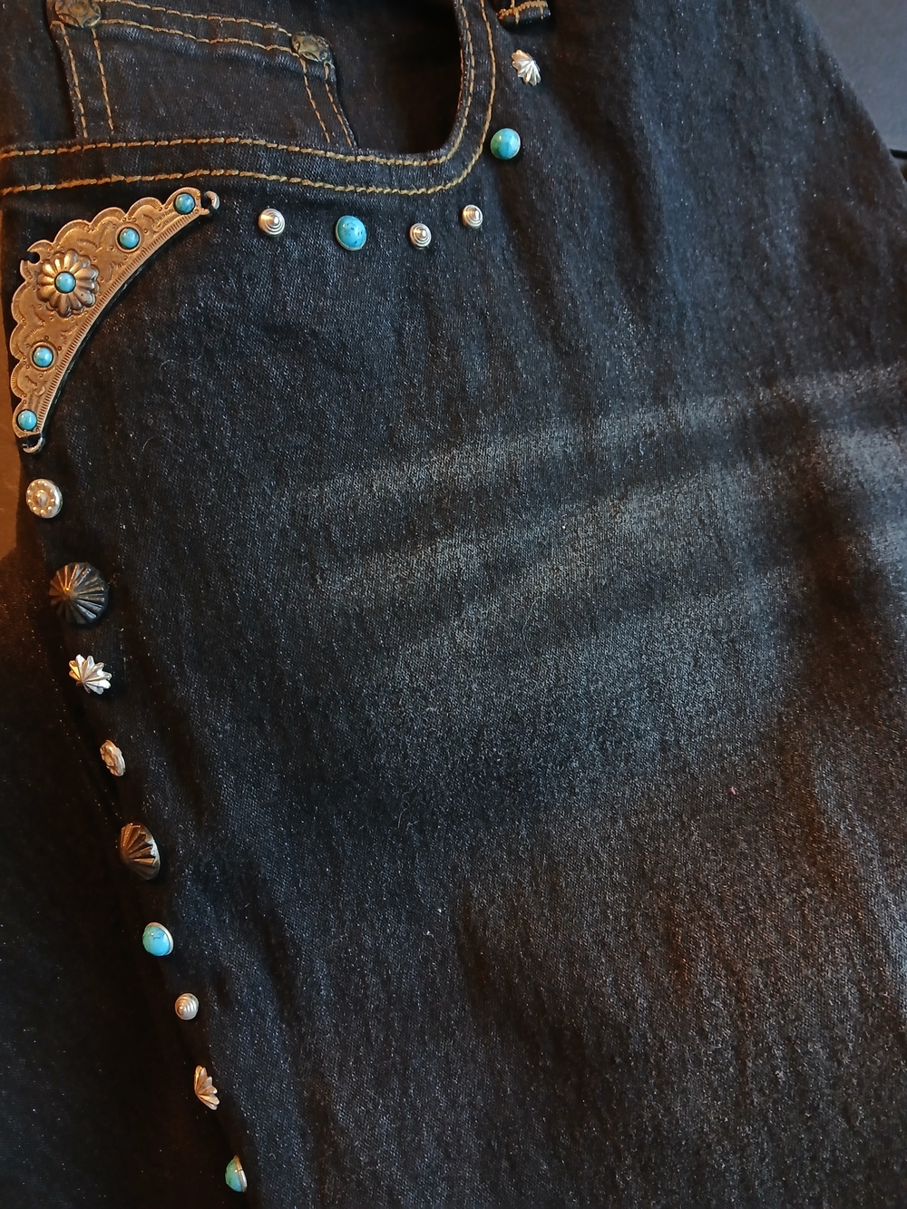DG2 by Diane Gilman Black Studded Jeans Size 16 - Picture 3 of 4